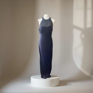 Ralph Lauren Blue Label Sleeveless Blue Halter Maxi Gown Size Medium